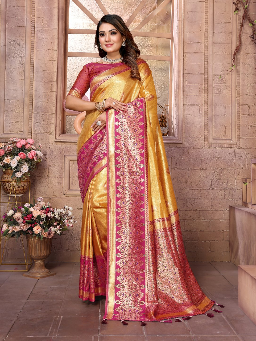POOJA COUTURE SWARAGNI Pure Banarasi Tissue Silk Saree - Alternate View