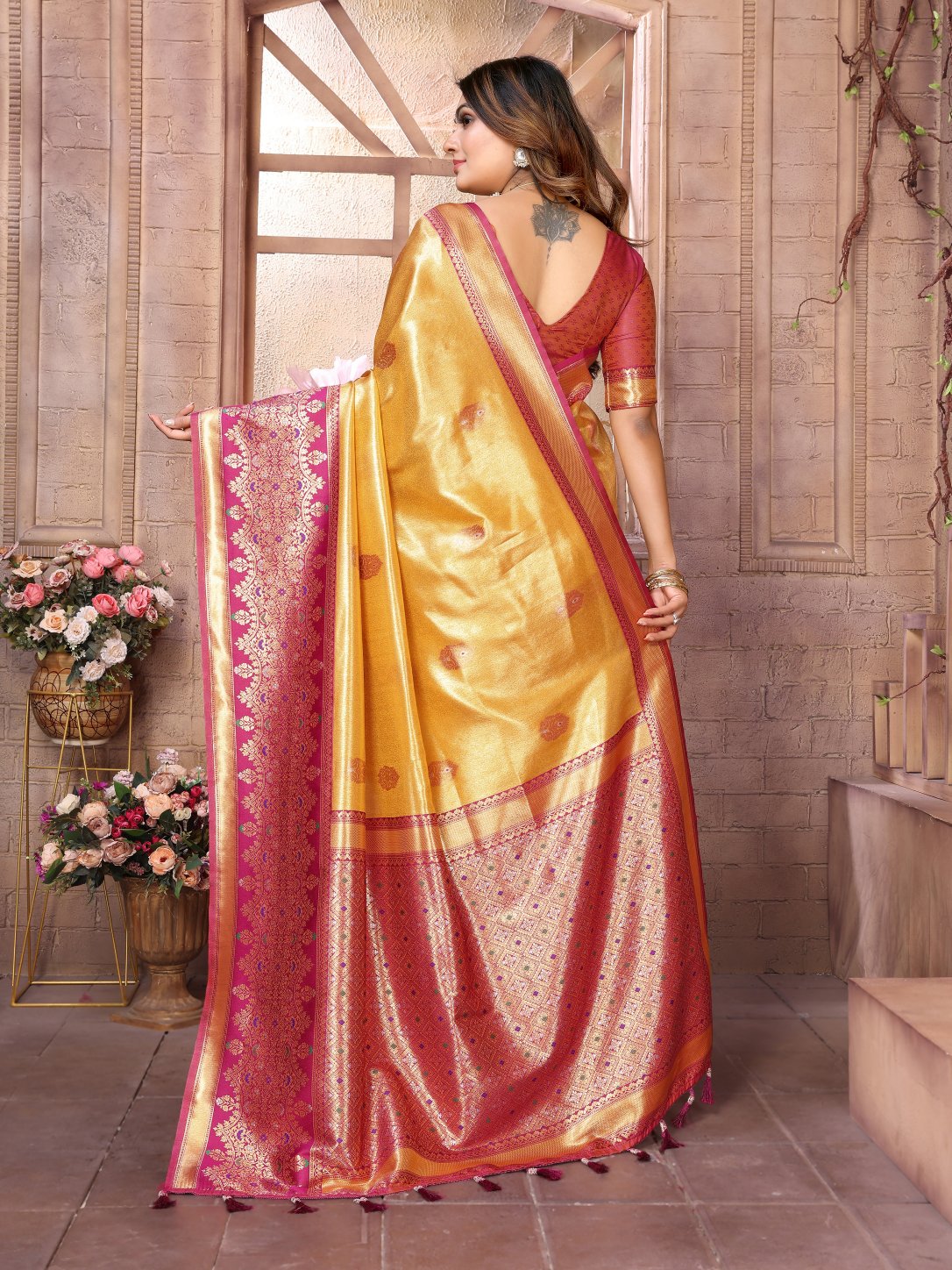 POOJA COUTURE SWARAGNI Pure Banarasi Tissue Silk Saree - Detail View