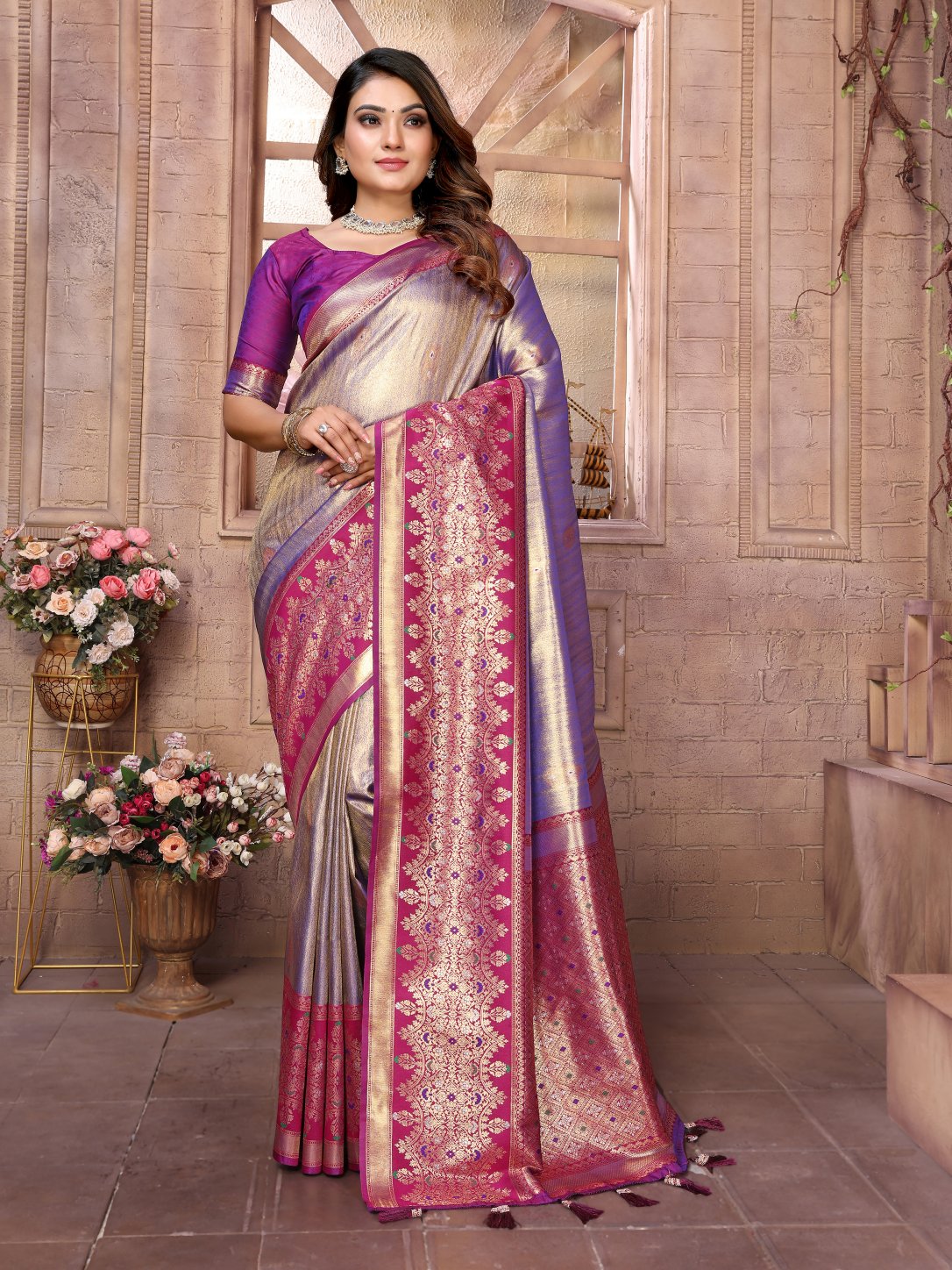 POOJA COUTURE SWARAGNI Pure Banarasi Tissue Silk Saree