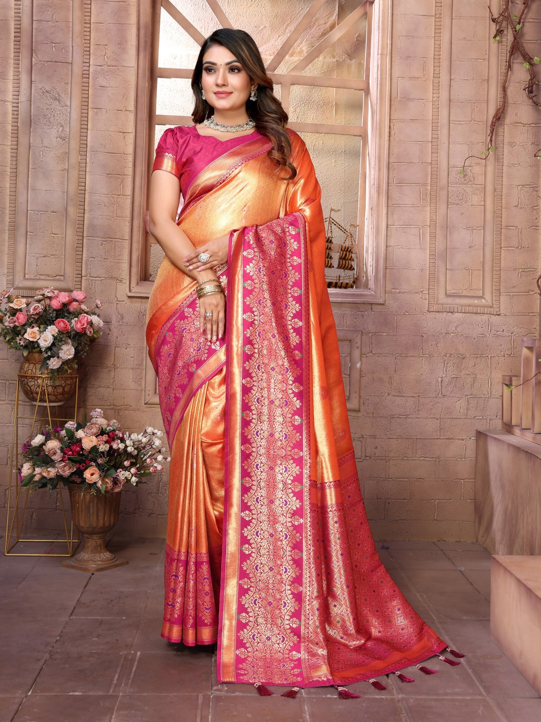 POOJA COUTURE SWARAGNI Pure Banarasi Tissue Silk Saree - Alternate View