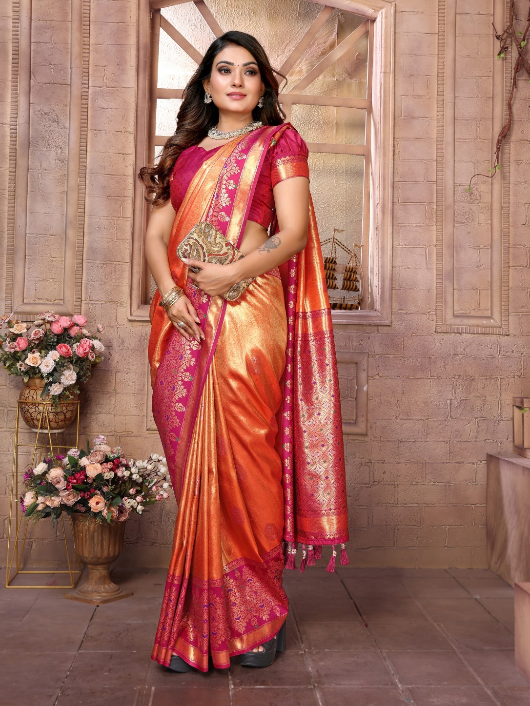 POOJA COUTURE SWARAGNI Pure Banarasi Tissue Silk Saree - Detail View