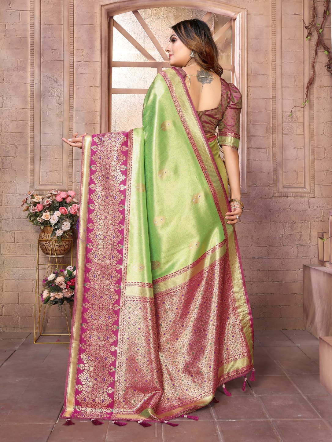 POOJA COUTURE SWARAGNI Pure Banarasi Tissue Silk Saree - Detail View