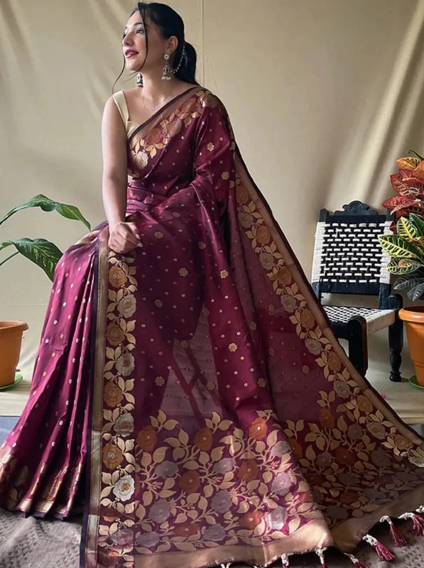 Royal Banarasi Silk Saree with Zari Work - Alternate View